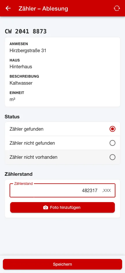 Zählerstand in der Hausmeister-App erfassen