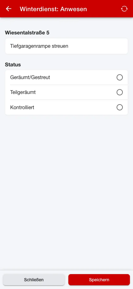Winterdienst für ein Objekt dokumentieren