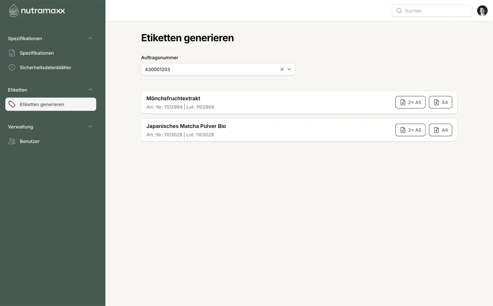 nutramaxx automatischer Etikettendruck