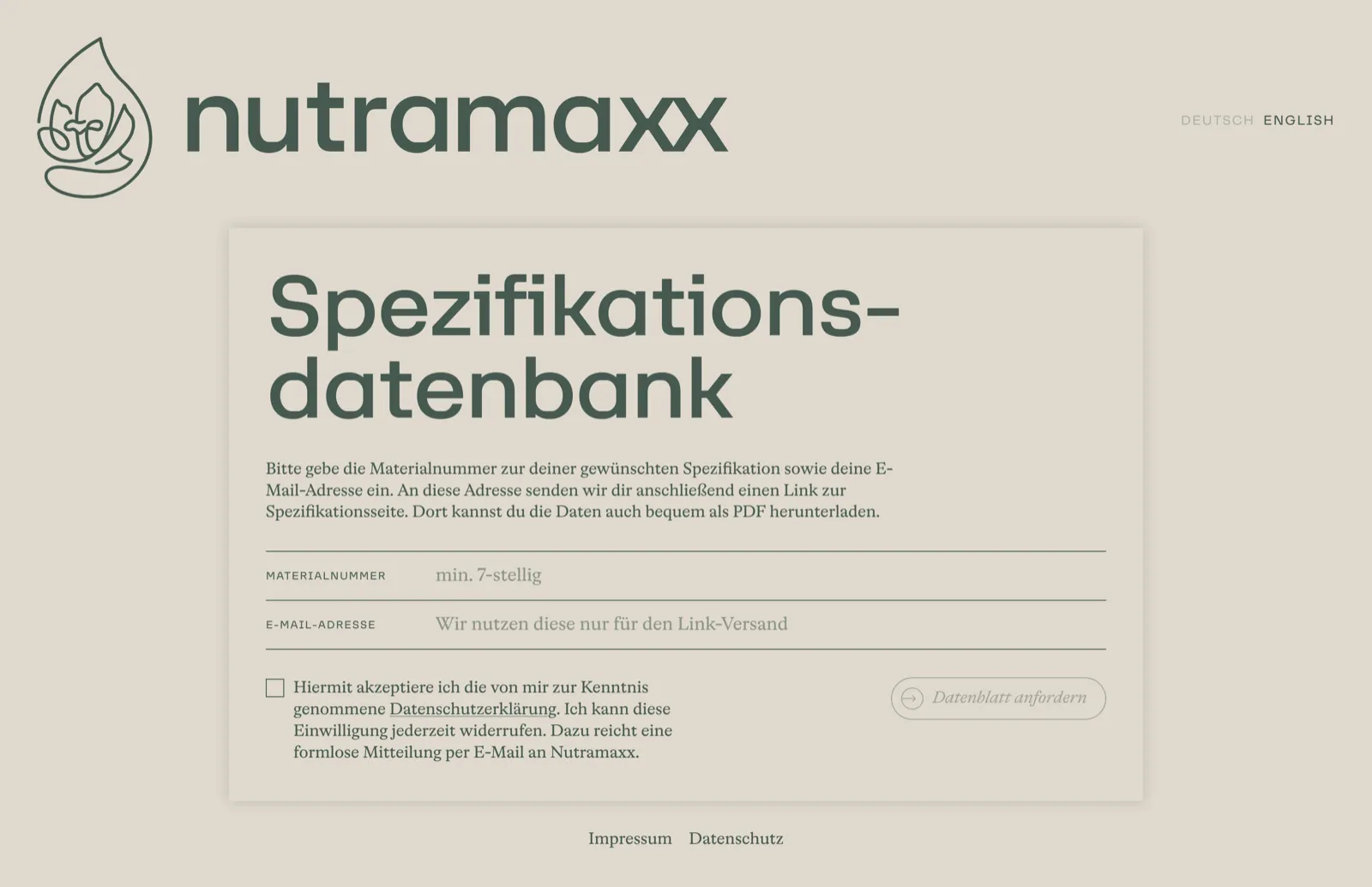 nutramaxx Kundenportal – Anfrageformular