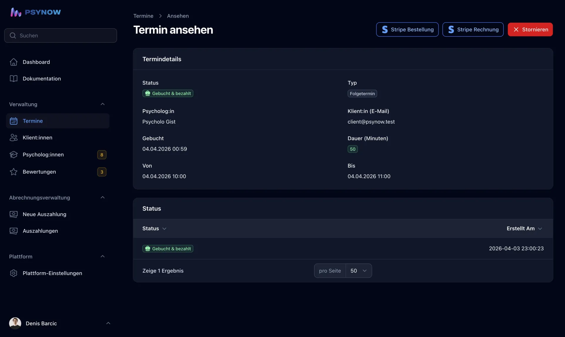 PSYNOW Admin-Terminverwaltung
