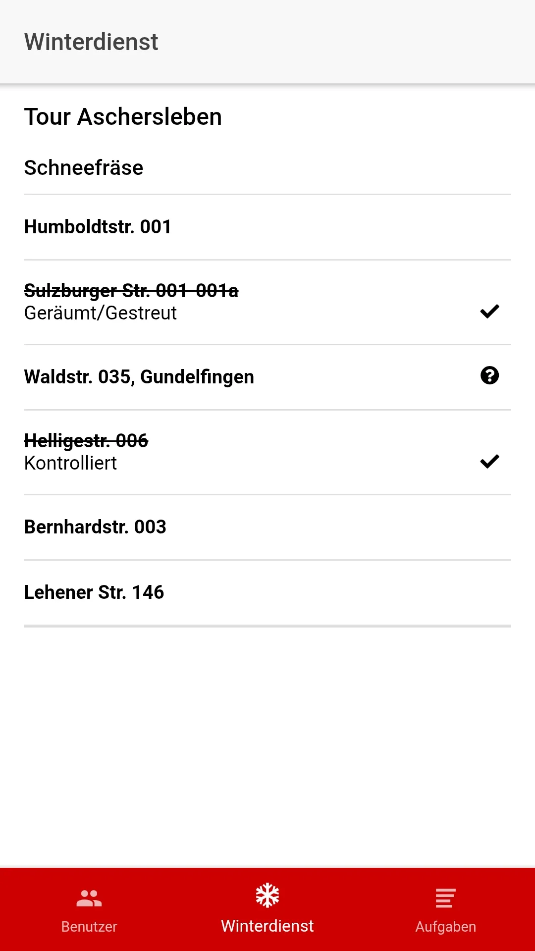 VESER App – Winterdienst-Übersicht