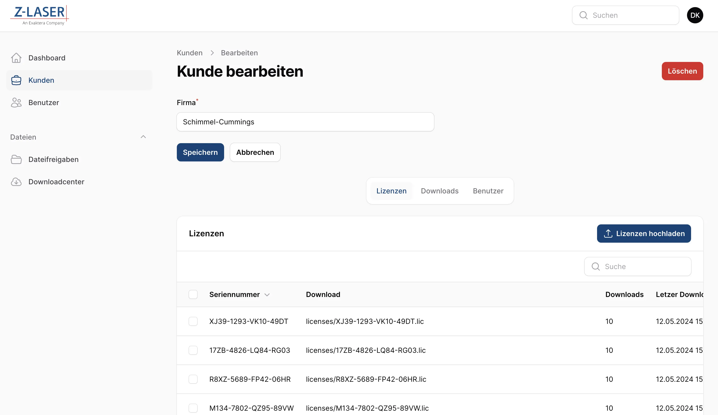 Z-LASER Webanwendung